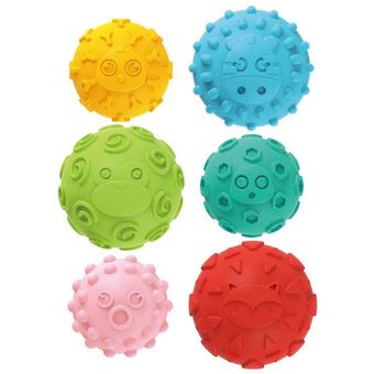Bolas sensoriales de textura para bebés x 6 Huanger de goma suave