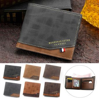 Fashion Men's Wallet Solid Color Leather Business Short Wallet Famous Vintage Multi-card Soft Purse 
