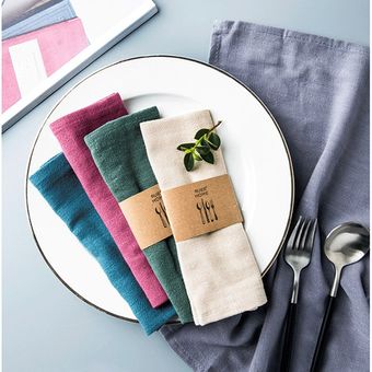 Servilletas de lino y algodón para mesa servilletas de cocina de Color sólido para fiesta de boda en casa Decoración de mesa 30x40CM novedad 