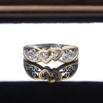 Huitan Anillo De Amor Romántico De Doble Corazón Mujer Boda Huitan Anillo De Amor Romántico De Doble Corazón Mujer Boda