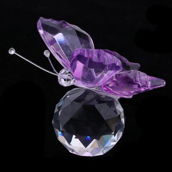 2xCrystal Flying Butterfly con Base de Bola Figurilla Adorno de Vidrio 