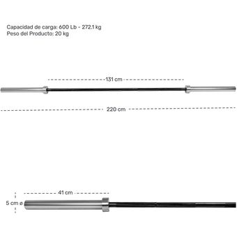 Barra olimpica 20kg 220 cm con bujes