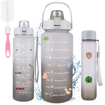 1 x Botella agua térmica Botella reutilizable 1 litro Botella gimnasio  blanco