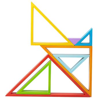 triángulos apilados de colores, Juguetes de madera 