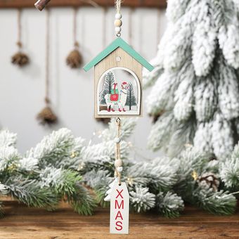 Azul Colgando árbol de navidad de la artesanía de madera adornos de decoración para la decoración casera del partido 
