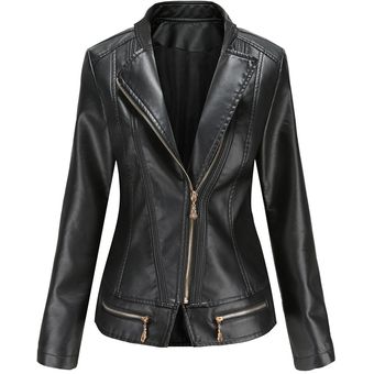 FMFSSOM-chaquetas de piel sintética para mujer chaqueta ajustada de 