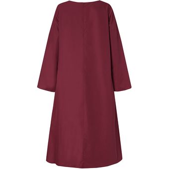 Rojo ZANZEA manga larga para mujer Vestido a media pierna llana sólida Pullover más el tamaño de la camisa de vestido 