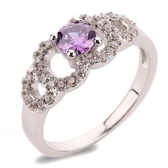 Hermosas Flores Chapadas En Rodio Anillo De Joyería De La 