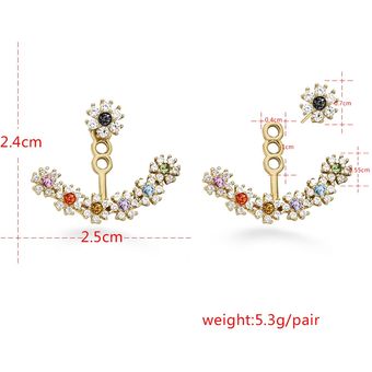 Manga De Oreja De Cristal Cz Multicolor En Forma De Flor Se 