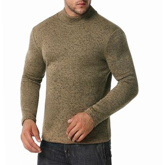 Suéter de punto de manga larga de cuello alto cálido delgado para hombre 