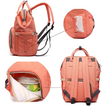 #Rosado Mummy Bags-25X15X40 cm Mochilas para mujer mochilas grandes para pañales multibolsillos mochilas para mamá bolsas de viaje bolsas para pañales para mamá SD-067 WT 