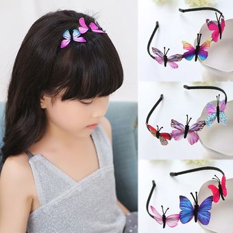1PC niñas mariposa banda de pelo para niños princesa de cuento de hadas hecho a mano diadema de accesorios para el cabello niñas 