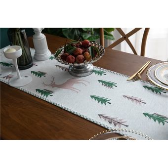 Camino de mesa navideño camino de mesa chenilla con borlas bordad 