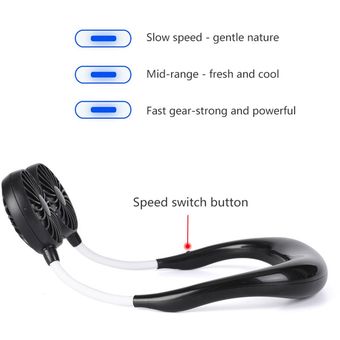 Ventilador deportivo carga USB portátil plegable colgante cuello de cuello mini ventilador deportivo portátil 3 velocidades ventilador plegable ventilador 