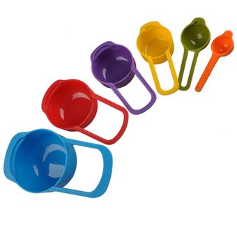 6 unidsset plástico utensilios de cocina de la cocina que miden tazas Sugar Cake Baking Spoon 