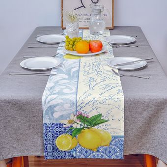 tapete para mesa de co Camino de mesa con textura de porcelana azul 