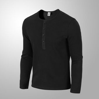 300g engrosada de color caqui Collar camiseta Camiseta de manga larg 