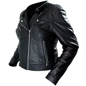  Chaquetas cortas de cuero sintético para mujer, con cremallera,  de poliuretano, para motociclista, para usar en el exterior, Negro - :  Ropa, Zapatos y Joyería