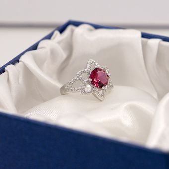 Brillante Cz Israel Hexagonal Circonio Rojo Circonio Plata 