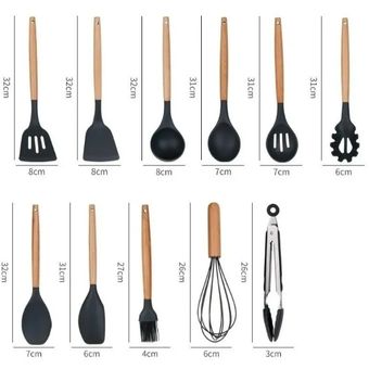 Set 12 Utensilios De Cocina Silicona Resistente Calor Juego