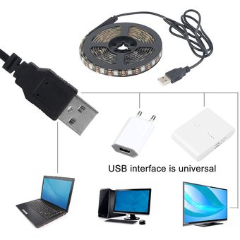 12 RGB 5050 SMD impermeable impermeable flexible USB LED Lámparas de tira negras Luz de luz 5V 