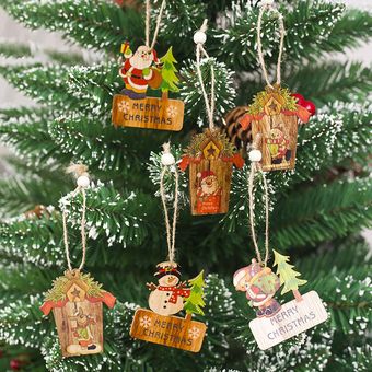 Nuevo colgante de madera de Navidad artesanías adornos de árbol de N 