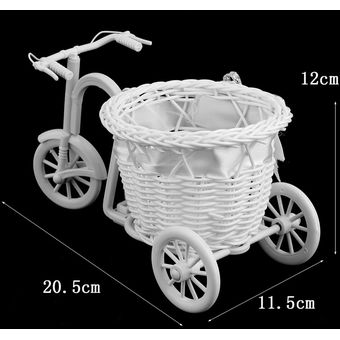 Bowknot Rattan Triciclo Bicicleta Basket Fiesta Decoración de Boda Regalo Decoración para el hogar 