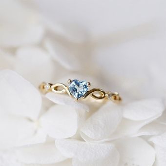 Crystal Blue Goldsilver Crystal Delicate Ring Anillos De De 