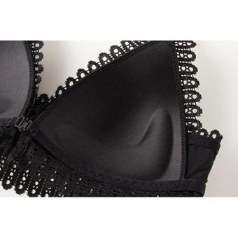 Frente francés Botón-belleza del estilo trasero del sujetador Summmer Mujer Sin Acero Anillo sujetador-negro 