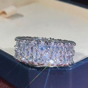 Anillo De Boda De Plata De Alta Calidad Huitan Lujoso De De 