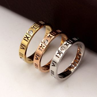 Joyas De Acero Al Titanio Anillo De Mujer Digital Romano De 