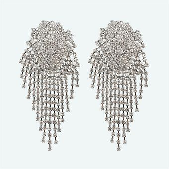 Girlgo Silver Crystal Pendientes Colgantes Femeninos Glamour 