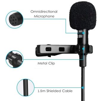 Portátil 1.5m Lavalier mini micrófono condensador pinza Pc 