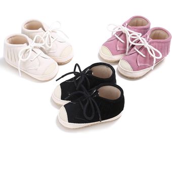 Bebé recién nacido zapatos para niños pequeños cordones tassel suela suave primer caminante zapatos de lona 