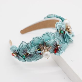 lazo para el pelo de princesa 4 cinta para el pelo diadema bordada encantadora para niña Corona de flores de encaje de Corea accesorios para el cabello 