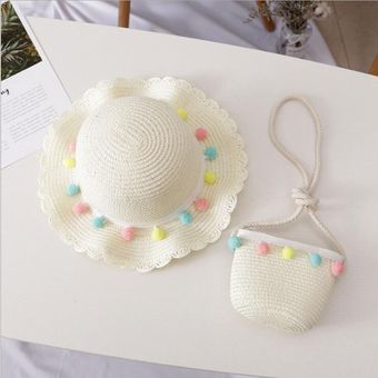 visera de la playa conjunto de dos piezas Sombrero de paja Floral para bebés 