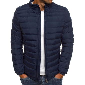 chaqueta acolchada de talla grande abrigo de invierno para hombre #Navy Blue moda Casual S-3XL chaquetas y abrigos de invierno para hombre WOT talla grande 