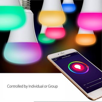 7W E27 Wireless WiFi RC Lámpara de bombilla inteligente Luz RGB W para Echo Alexa Google Home Silver 