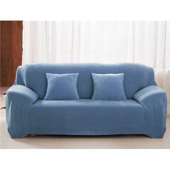 #Light Blue Fundas elásticas de felpa gruesas para sofá,fundas de muebles de esquina seccionales para sala de estar,de Color sólido de 1234 asientos 