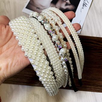 Nuevo aro para el pelo de perlas sencillo a la moda para mujer tocado geométrico a la moda para niña accesorios de adorno para el cabello regalo de joyería PearlH 4 