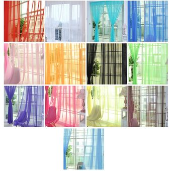 Sheer tul color sólido translúcido cortina de la ventana Panel de drapeado bufanda cenefas 