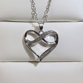 Gold Color Double Layer Heart Necklace Shining Bling AAA Z ~ 