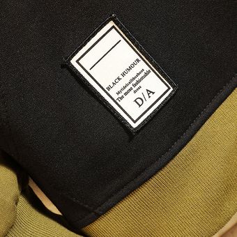 Sudadera con capucha de retales para hombre otoño sudadera de algodón de Hip Hop Sudadera con capucha ropa de estilo japonés Sudadera con capucha colorblock W19107 Black 