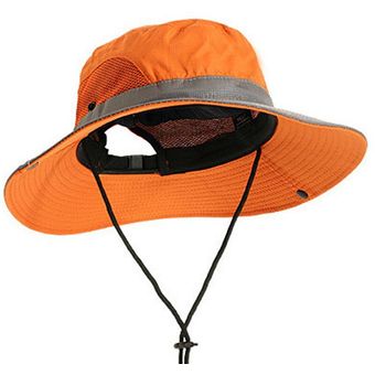 Gorros de pesca al aire libre portátil ancho Anti sol protección Uv adultos malla sombrilla pesca cubo gorra Sombrero LAN #Rojo 