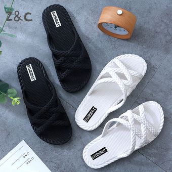 zapatillas antideslizantes Edición Coreana de verano para interiores-Blanco 