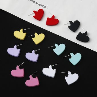 Pendientes De Amor De Color Dulce Retro Coreanos Pendientes De Amor De Color Dulce Retro Coreanos