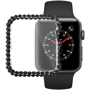 Para Apple Ver Series 3 Y 2 42mm PC Diamond Watch Concha Protectora Case (Negro)