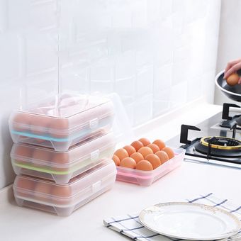 15 Caja de almacenamiento caja de huevos de cuadrícula de contenedores de almacenamiento refrigerador de cocina fresca blanco 