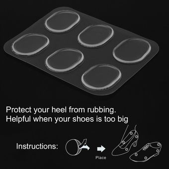 6x de gel de silicona plantilla del zapato inserciones del amortiguador del cojín del talón cuidado de los pies Grips Liner-transparente 