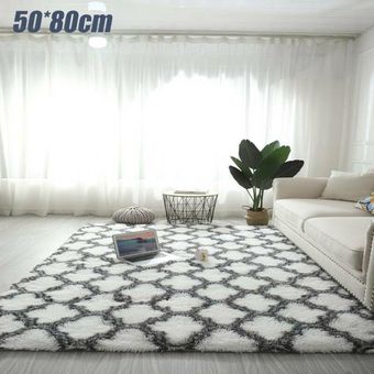 Alfombras mullidas para piso de estilo nórdico de antideslizante suave para decoraciones del hogar Blanco 